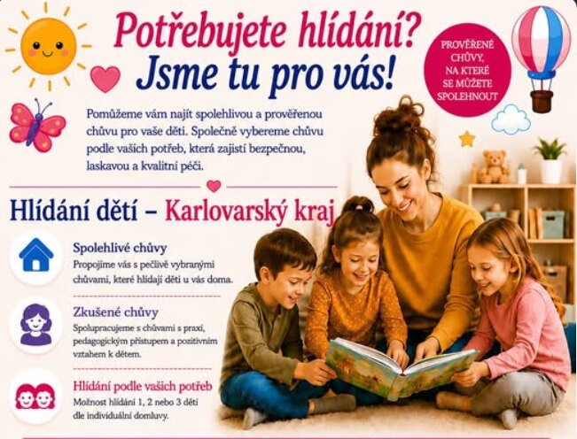 Plakát Chůvičky – zprostředkování hlídání dětí v Karlovarském kraji